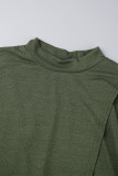 Green Casual Solid Patchwork Half A Turtleneck Plus Size Two Pieces