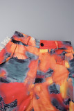 Multicolor Casual Print Patchwork Regular High Waist Conventional Patchwork Trousers