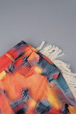Multicolor Casual Print Patchwork Regular High Waist Conventional Patchwork Trousers