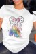 White Casual Street Character Print O Neck T-Shirts