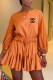 Orange Elegant Print Patchwork Letter O Neck Loose Rompers