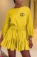 Yellow Elegant Print Patchwork Letter O Neck Loose Rompers