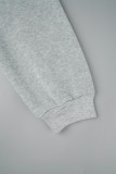 Grey Casual Solid Bandage Patchwork Draw String Tops