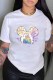 White Casual Street Character Print O Neck T-Shirts