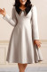 Khaki Casual Solid Patchwork Turndown Collar Long Sleeve Dresses