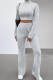 Light Gray Casual Solid Patchwork Turtleneck Long Sleeve Two Pieces