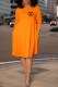 Orange Casual Print Letter O Neck A Line Dresses