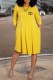 Yellow Casual Print Letter O Neck A Line Dresses