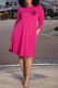 Rose Red Casual Print Letter O Neck A Line Dresses
