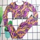 Purple Sexy Print Patchwork Letter Swimwears