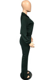 Black Green Sportswear Print Patchwork Zipper Collar Long Sleeve Regular Sleeve Regular Two Pieces