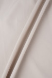 Khaki Casual Color Block Bandage Patchwork Buckle Turndown Collar Outerwear