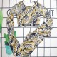 Black Sexy Print Patchwork Letter Swimwears