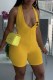 Yellow Sexy Print Letter V Neck Rompers