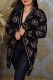 Black Elegant Letter Patchwork V Neck Outerwear