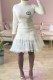 White Elegant Print Letter Turtleneck Irregular Dress Dresses