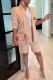 Skin Color Work Elegant Print Letter Turn-back Collar Long Sleeve Two Pieces