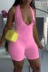 Pink Sexy Print Letter V Neck Rompers