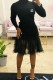 Black Elegant Print Patchwork Letter Turtleneck Irregular Dress Dresses