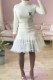 White Elegant Print Patchwork Letter Turtleneck Irregular Dress Dresses