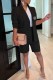 Black Work Elegant Print Letter Turn-back Collar Long Sleeve Two Pieces