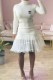 White Elegant Print Patchwork Letter Turtleneck Irregular Dress Dresses