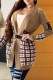 Brown Elegant Letter Striped Patchwork V Neck Outerwear