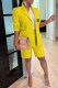 Yellow Work Elegant Print Letter Turn-back Collar Long Sleeve Two Pieces