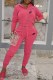 Pink Casual Letter Patchwork Zipper Hooded Collar Long Sleeve Two Pieces