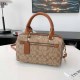 Brown Casual Street Letter Geometric Patchwork Zipper Bags