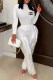 White Street Print Tassel Letter O Neck Long Sleeve Two Pieces