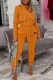 Earth Yellow Casual Letter Patchwork Zipper Hooded Collar Long Sleeve Two Pieces