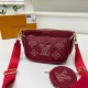 Burgundy Casual Street Letter Patchwork Chains Zipper Bags