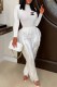 White Street Print Tassel Letter O Neck Long Sleeve Two Pieces