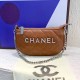 Brown Casual Simplicity Letter Chains Zipper Bags