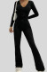 Black Street Solid Patchwork Zipper Hooded Collar Regular Jumpsuits