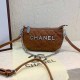 Dark Brown Casual Simplicity Letter Chains Zipper Bags