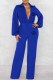Blue Sexy Print Letter V Neck Jumpsuits