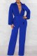 Blue Sexy Print Letter V Neck Jumpsuits