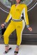 Yellow Street Print Patchwork Zipper Collar Long Sleeve Two Pieces