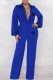 Blue Sexy Print Letter V Neck Jumpsuits