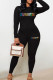 Multicolor Casual Hot Drilling Patchwork O Neck Long Sleeve Two Pieces