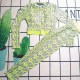 Fluorescent Green Vacation Letter Patchwork Swimwears