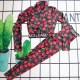 Black Red Vacation Print Patchwork Letter Swimwears
