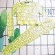 Fluorescent Yellow Vacation Letter Patchwork Swimwears