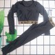 Black Simplicity Print Patchwork Letter Swimwears