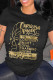 Black Casual Print Patchwork O Neck T-Shirts