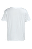White Casual Print Patchwork O Neck T-Shirts