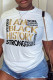 White Casual Print Patchwork O Neck T-Shirts