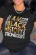 Black Casual Print Patchwork O Neck T-Shirts